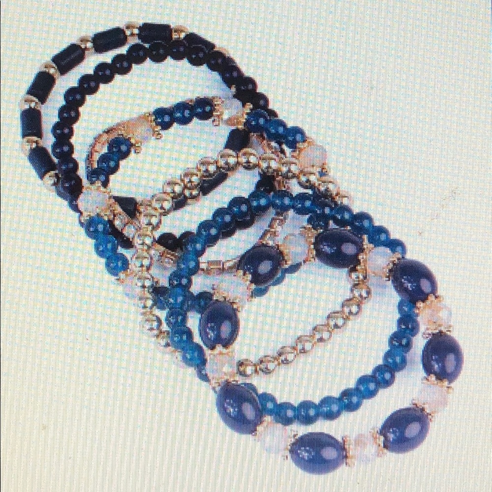 Navy Multibead Stackable Bracelets - Picture 2 of 3